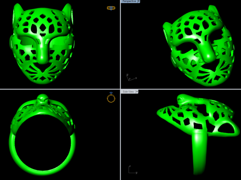 Leopard ring - Panther ring - N913024 Model Cetak 3D