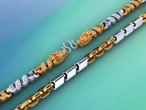 Намисто Дракон - Чоловіче намисто - Намисто на ланцюжках - N121820 3D Принт Модель