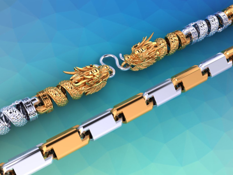 Dragon necklace - Mens necklace - Chain necklaces - N913302 3D Baskı Modeli .c4d .max .obj .3ds .fbx .stl .blend 