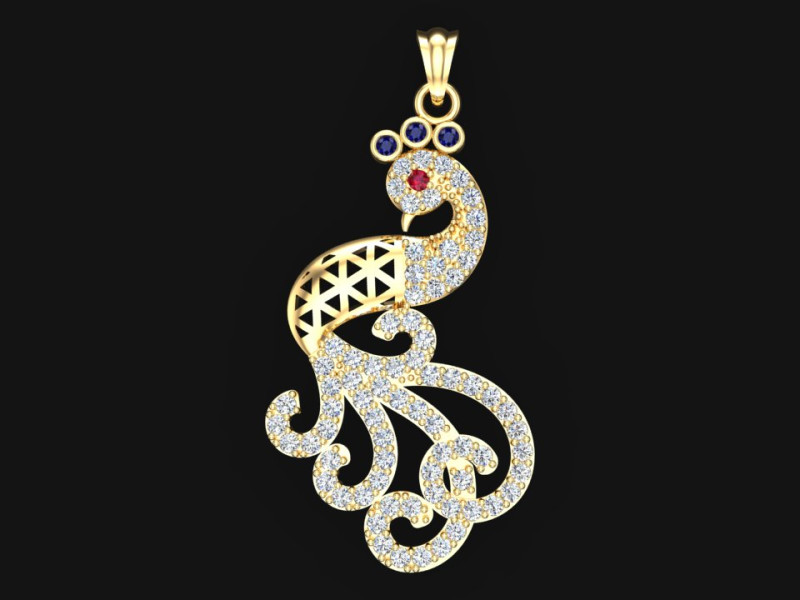 Peacock pendant - Womens pendant - N913338 3D Принт Модель .c4d .max .obj .3ds .fbx .stl .blend