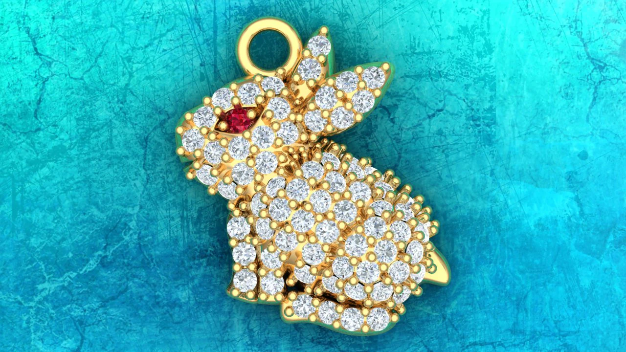 Rabbit Pendant - Womens pendant - N202027 3D Print Model .c4d .max .obj .3ds .fbx .stl .blend 