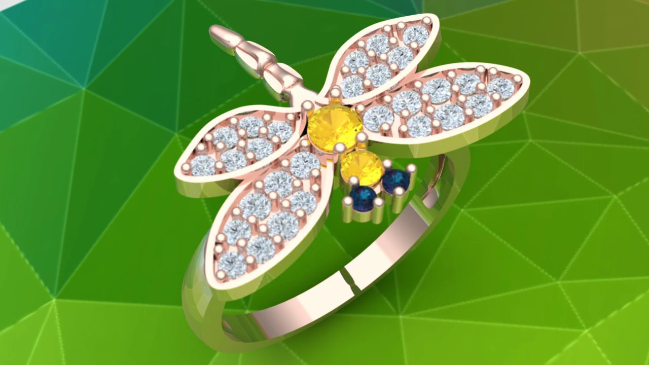 Dragonfly ring - Womens ring - N913553 3D Print Model .c4d .max .obj .3ds .fbx .stl .blend 