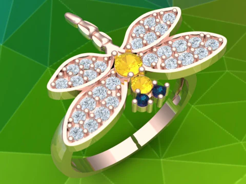 Cincin capung - Cincin wanita - N913553 Model Cetak 3D