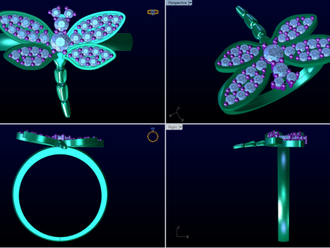 Dragonfly ring - Womens ring - N913553 3D 프린트 모델