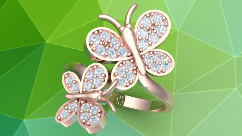 Butterfly ring - Womens ring - N913608 Modello di stampa 3D .c4d .max .obj .3ds .fbx .stl .blend