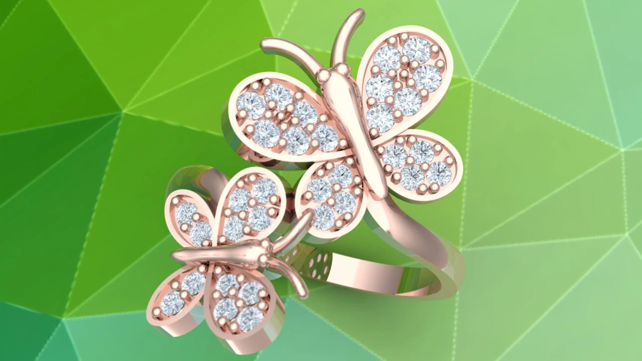 Butterfly ring - Womens ring - N913608 3D Print Model .c4d .max .obj .3ds .fbx .stl .blend