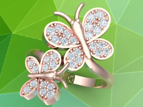 Kelebek yüzük - Bayan yüzük - N913608 3D Baskı Modeli