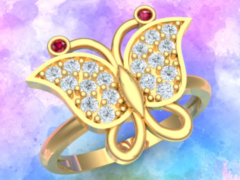 Cincin kupu-kupu - Cincin wanita - N913914 Model Cetak 3D