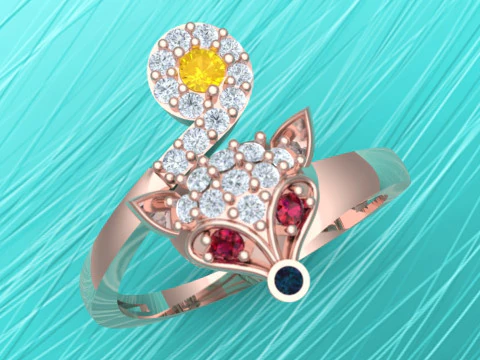 Cincin rubah - Cincin wanita - N126 Model Cetak 3D