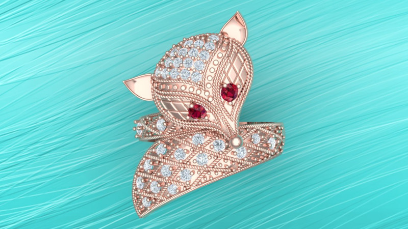 Fox ring - Womens ring - N913953 Modelo de impresión 3D .c4d .max .obj .3ds .fbx .stl .blend