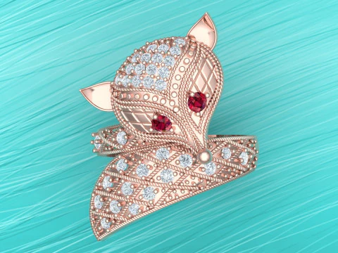 Cincin rubah - Cincin wanita - N913953 Model Cetak 3D