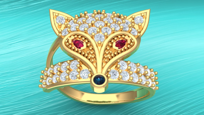 Fox ring - Womens ring - N914915 Modello di stampa 3D .c4d .max .obj .3ds .fbx .stl .blend 