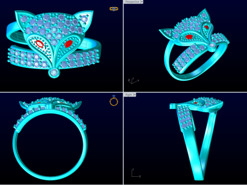Fox ring - Womens ring - N914915 Modello di stampa 3D