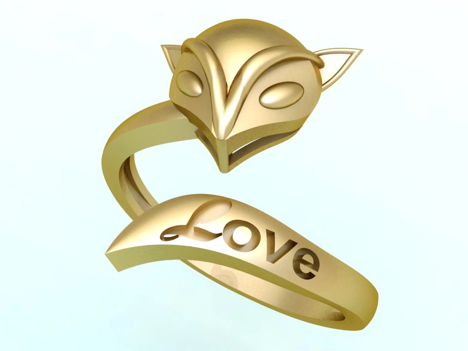 Fox ring - Womens ring - N914047 3D Print Model .c4d .max .obj .3ds .fbx .stl .blend 