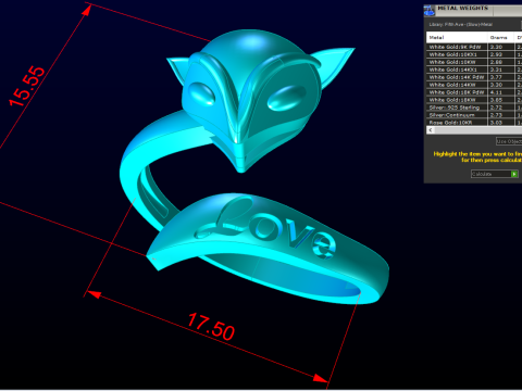 Fox ring - Womens ring - N914047 Model do druku 3D