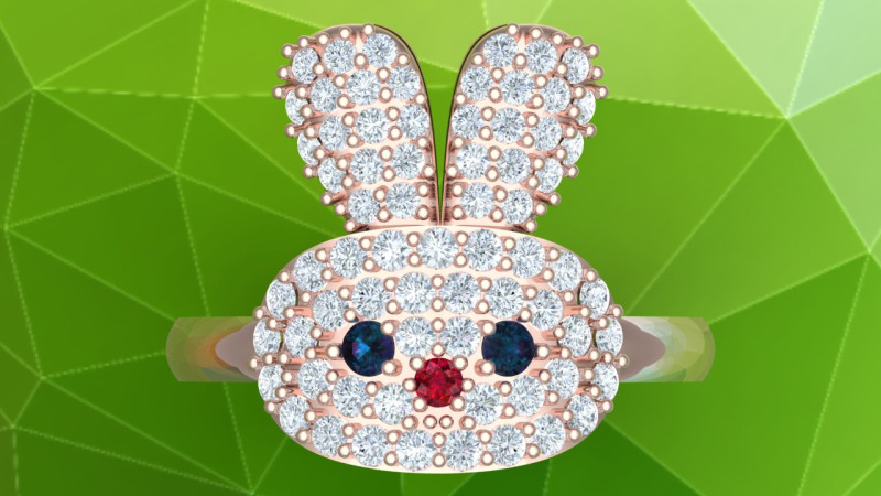 Rabbit ring - Womens ring - N133 3D Druckmodell .c4d .max .obj .3ds .fbx .stl .blend