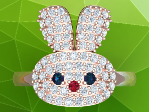 Rabbit ring - Womens ring - N133 3D Принт Модель