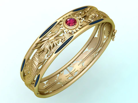 드래곤 팔찌 - 남성용 팔찌 - N914115 3D 프린트 모델