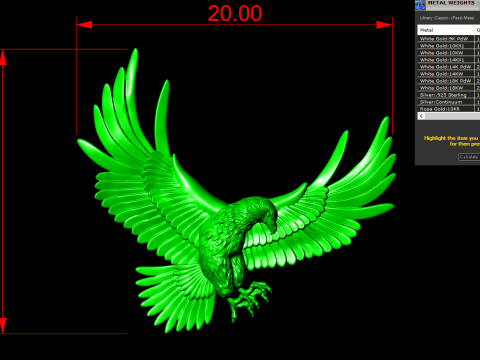 Eagle jewelry - Eagle for jewelry - N330 3Dプリントモデル