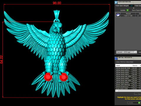 Eagle pendant - Mens pendant - 90mm - N916915 3D Print Model