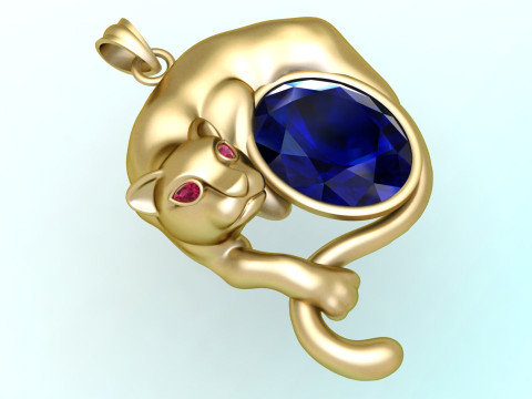 Leopard pendant - Mens Pendants - N851 Modello di stampa 3D