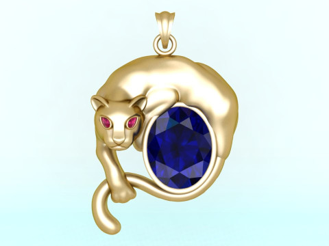 Leopard pendant - Mens Pendants - N851 Modello di stampa 3D