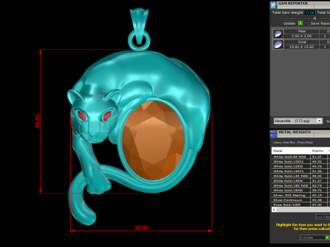 Leopard pendant - Mens Pendants - N851 Modello di stampa 3D