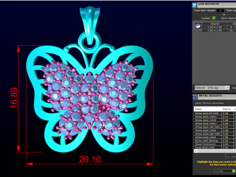 Butterfly pendant - Womens pendant - N916014 Modelo de impresión 3D
