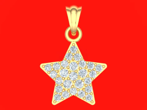 Étoile à cinq branches - Pendentif étoile - Pendentif femme - N202026 Modèles 3D en vedette