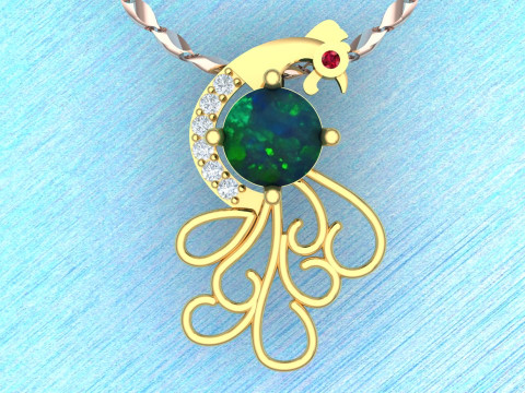 Peacock pendant - Womens pendant - N917015 Model Cetak 3D