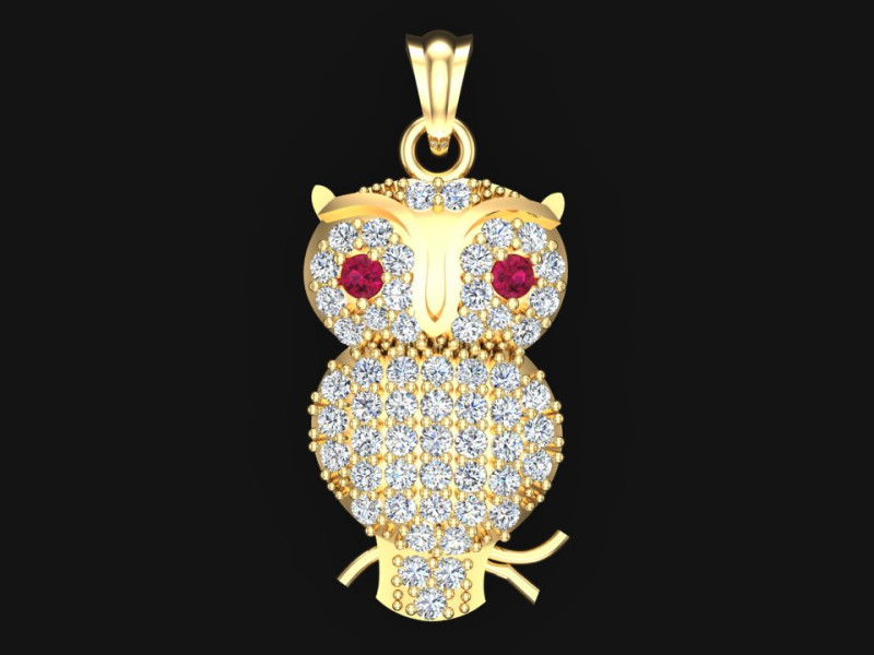 Bird owl pendant - Womens pendant - N917033 3D Print Model .c4d .max .obj .3ds .fbx .stl .blend