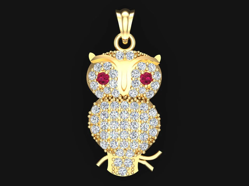 Bird owl pendant - Womens pendant - N917033 3D Print Model .c4d .max .obj .3ds .fbx .stl .blend