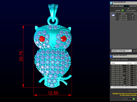 Liontin burung hantu - Liontin wanita - N917033 Model Cetak 3D