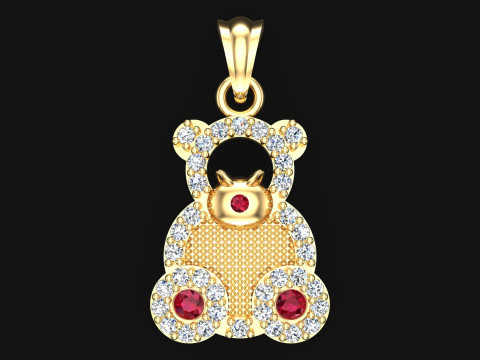 Bear pendant - Diamond pendant - Womens pendant - N202021 3D प्रिंट मॉडल