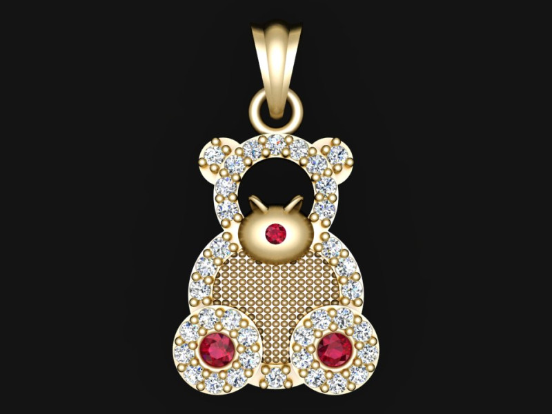 Bear pendant - Diamond pendant - Womens pendant - N202021 3D प्रिंट मॉडल .c4d .max .obj .3ds .fbx .stl .blend