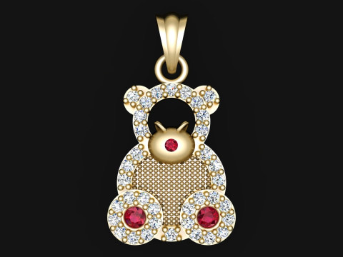 Bear pendant - Diamond pendant - Womens pendant - N202021 Modèles 3D en vedette