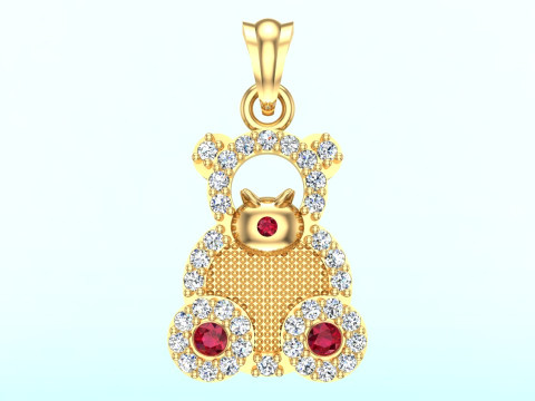 Bear pendant - Diamond pendant - Womens pendant - N202021 3D प्रिंट मॉडल