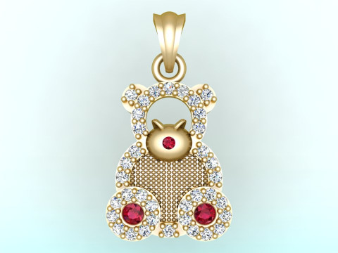 Bear pendant - Diamond pendant - Womens pendant - N202021 3D प्रिंट मॉडल
