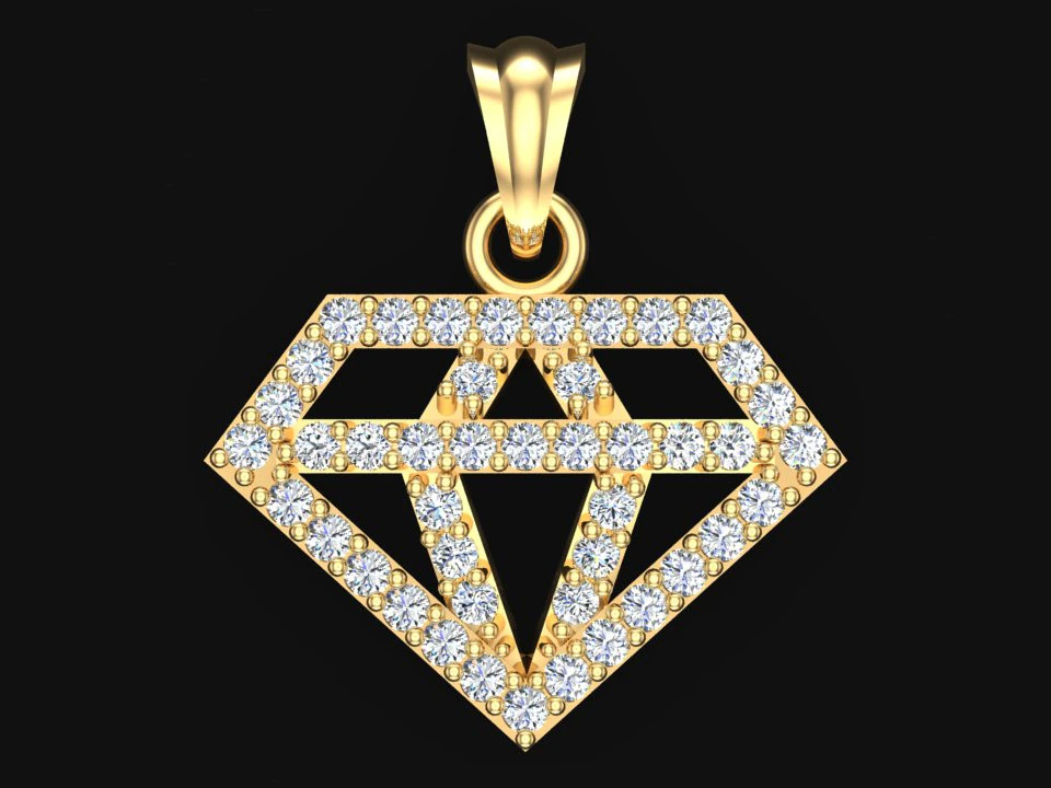 Diamond shaped pendant - Diamond pendant - N202024 3D Print Model .c4d .max .obj .3ds .fbx .stl .blend 