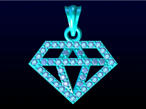 Diamond shaped pendant - Diamond pendant - N202024 3D Print Model