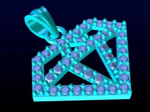 Diamond shaped pendant - Diamond pendant - N202024 3D Print Model