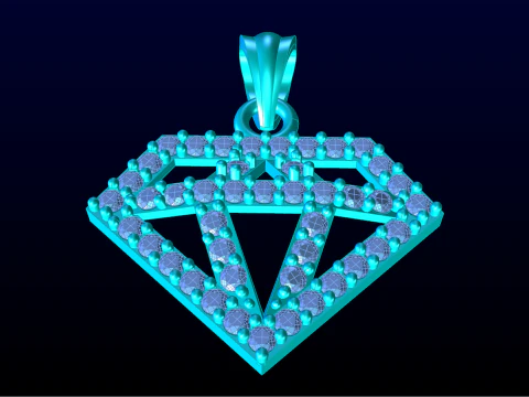 Diamond shaped pendant - Diamond pendant - N202024 3D Print Model