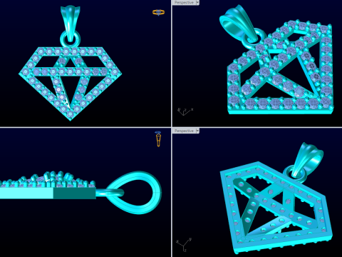 Diamond shaped pendant - Diamond pendant - N202024 Model Cetak 3D