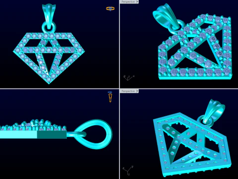 Diamond shaped pendant - Diamond pendant - N202024 3D Print Model