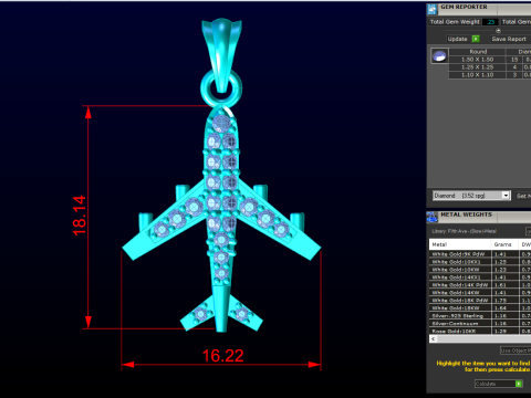 Airplane pendant - Womens pendant - N917201 3D Baskı Modeli