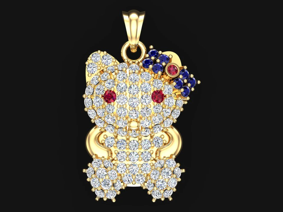 Kitty pendant - Hello kitty - Womens pendant - N917211 3D Print Model .c4d .max .obj .3ds .fbx .stl .blend