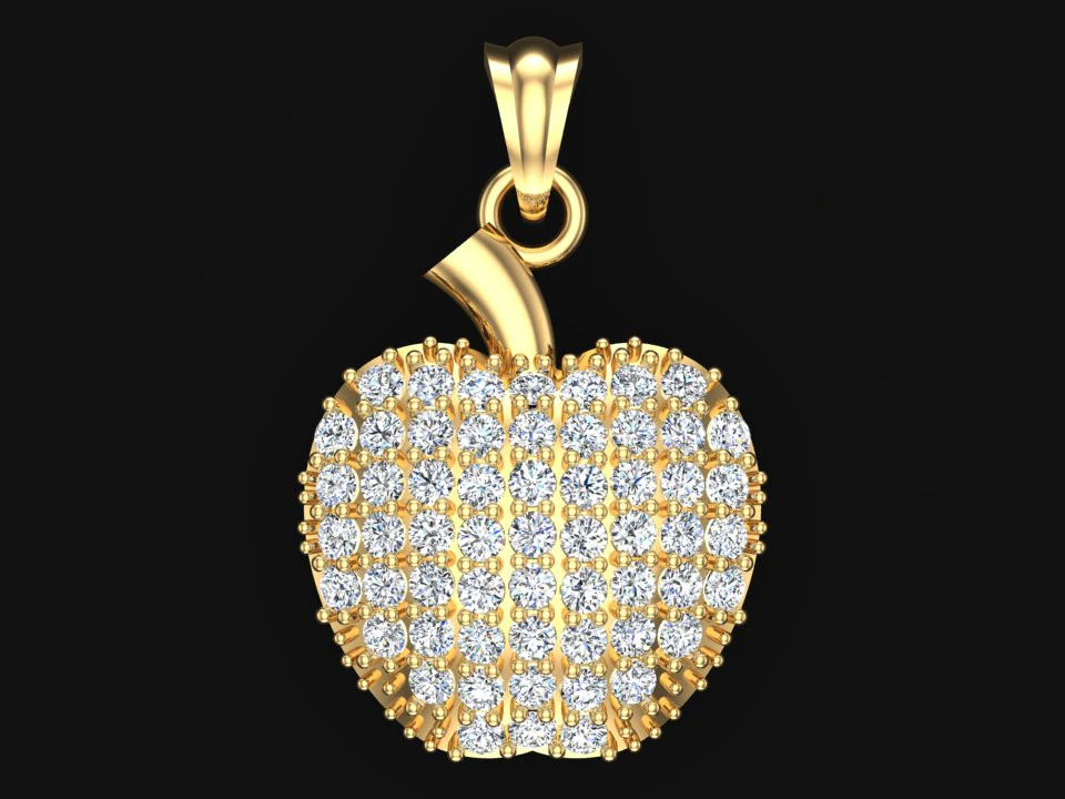 Apple pendant - Diamond pendant - Womens pendant - N202025 3D Print Model .c4d .max .obj .3ds .fbx .stl .blend 