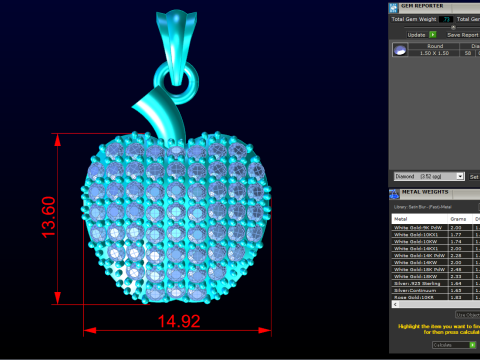 Apple pendant - Diamond pendant - Womens pendant - N202025 Model Cetak 3D