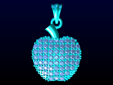 Apple pendant - Diamond pendant - Womens pendant - N202025 Model Cetak 3D