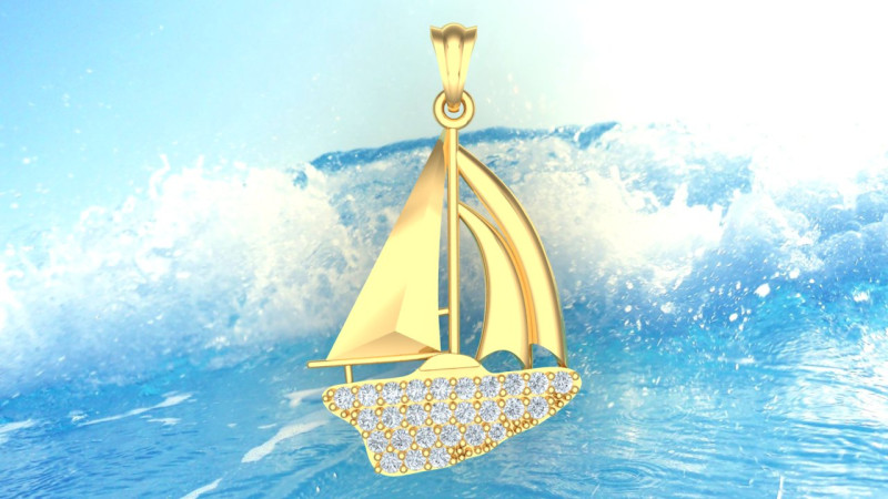 Sailing pendant - Boat pendant - Womens pendant - N917310 Modèles 3D en vedette .c4d .max .obj .3ds .fbx .stl .blend